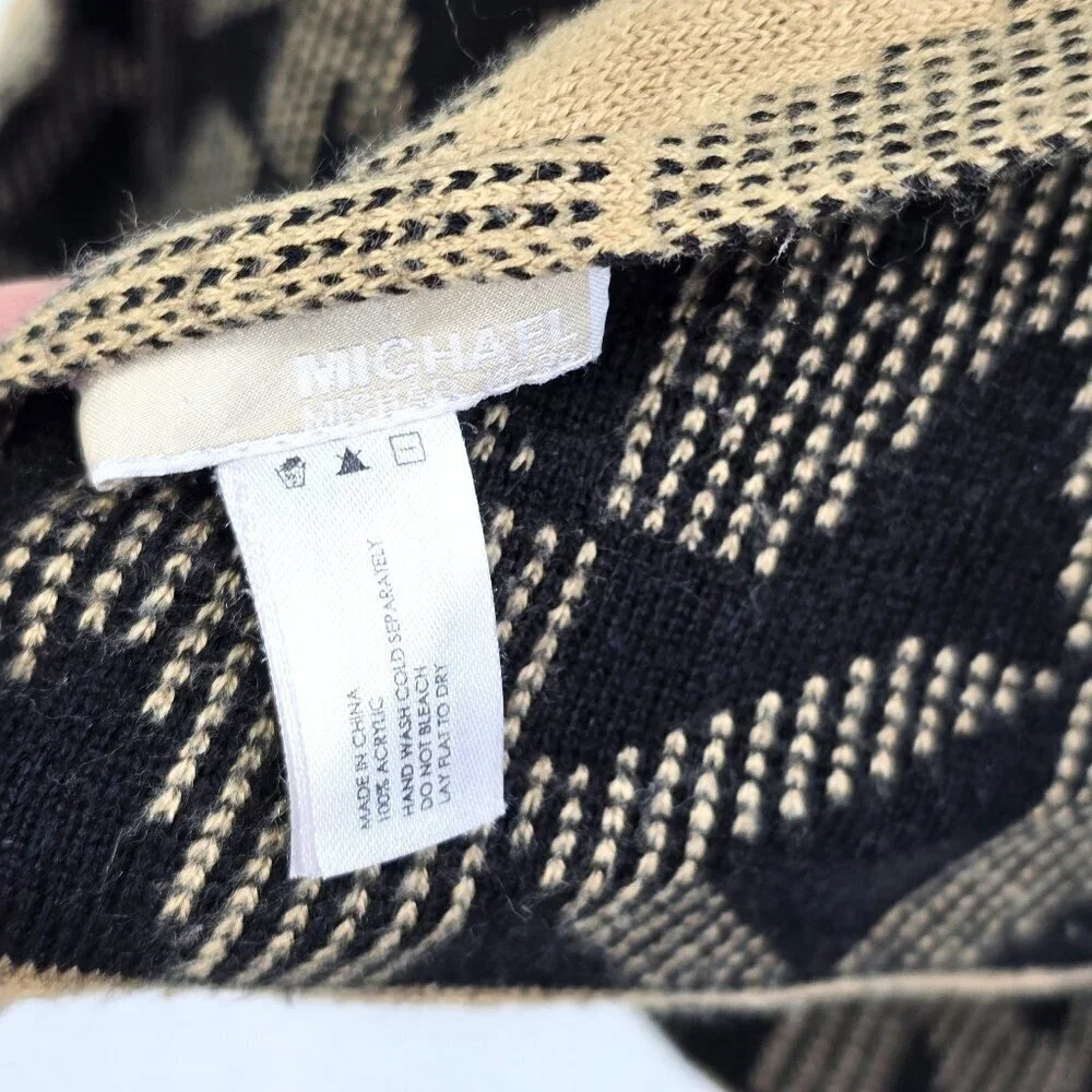 Michael Kors Scarf MK Logo Reversible Black Tan Unisex